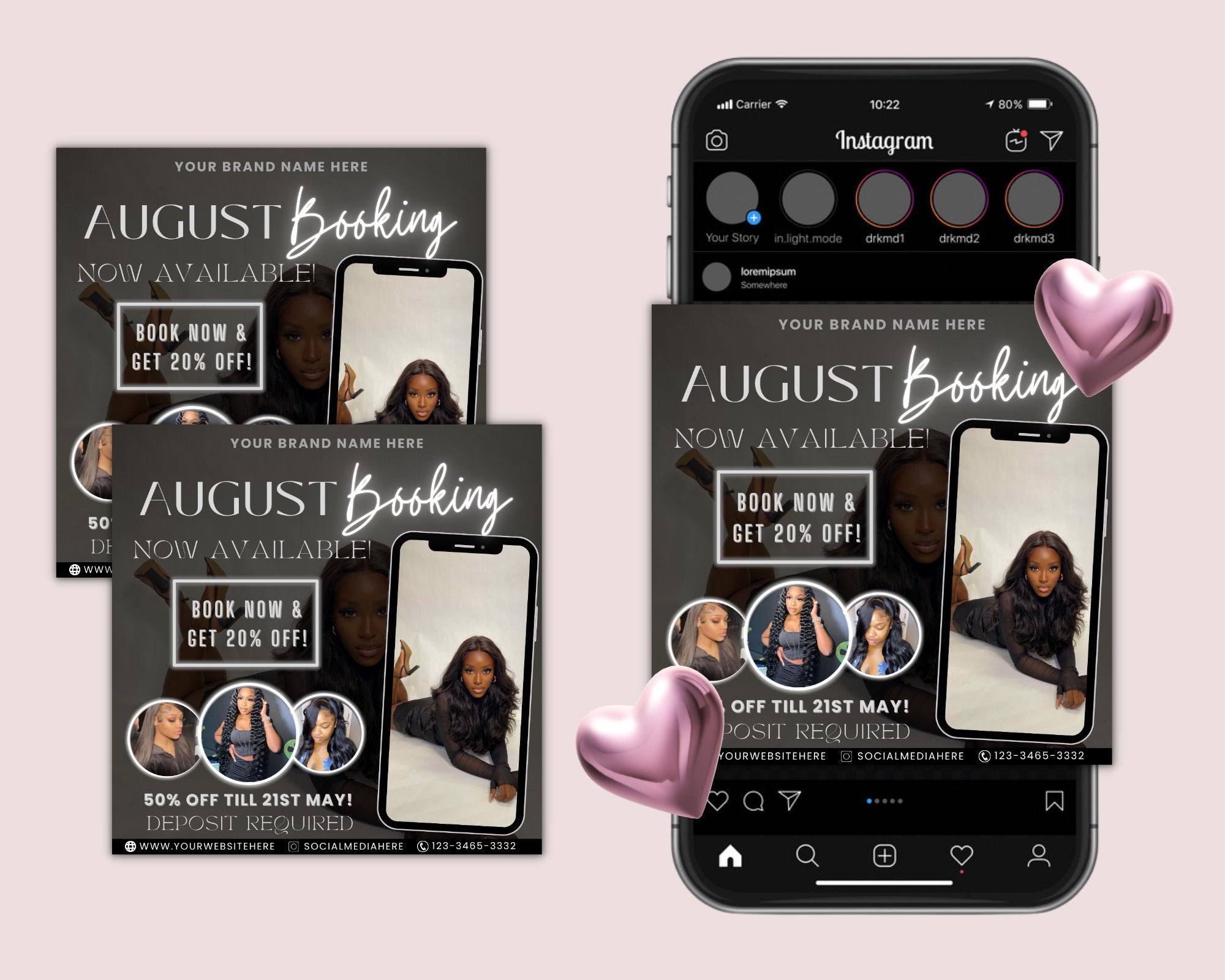 August Bookings Flyer, August Bookings Available, Hair Flyer, August Appointment Flyer, August Calendar Flyer, Makeup, Booking Flyer