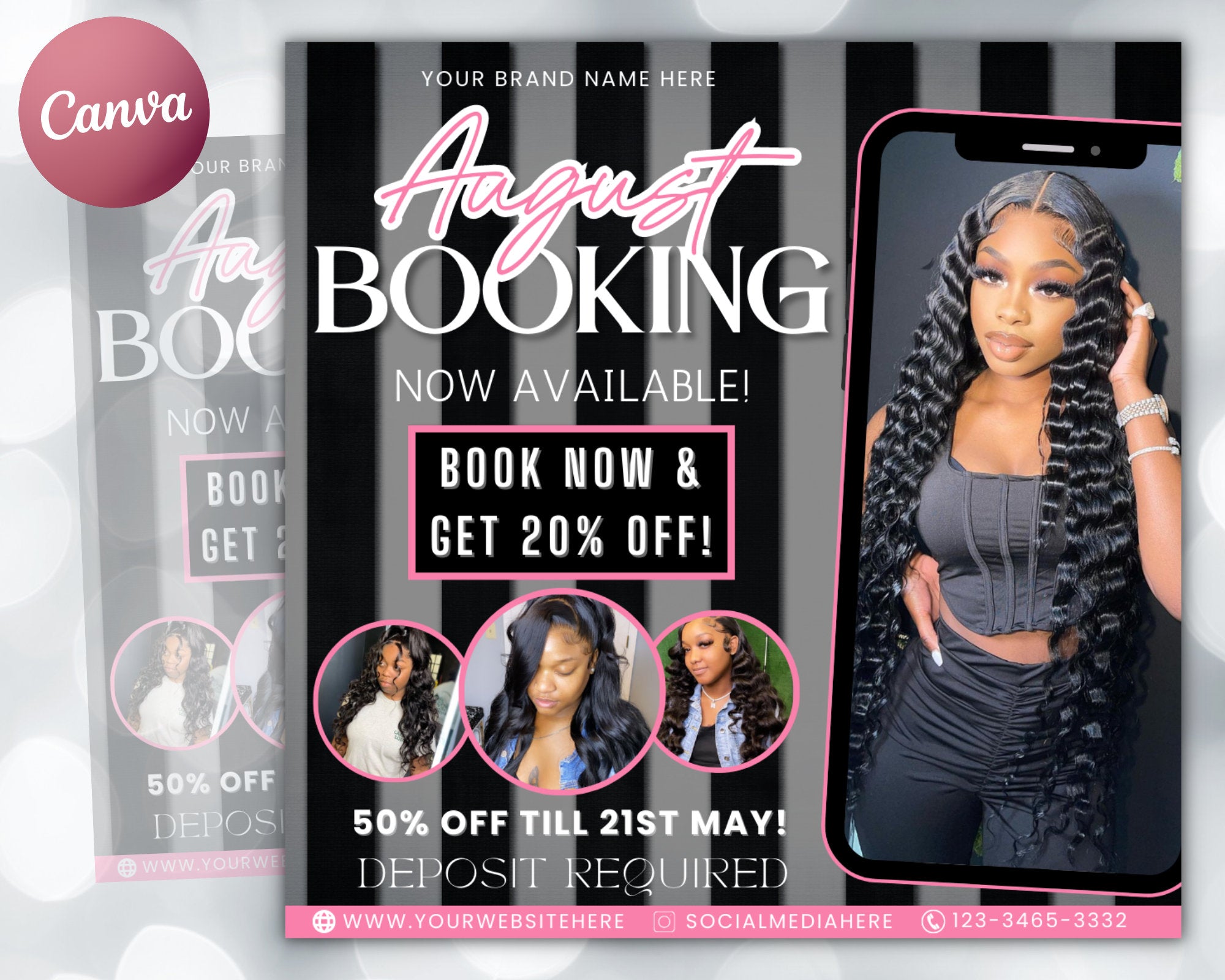 August Bookings Flyer, August Bookings Available, Hair Flyer, August Appointment Flyer, August Calendar Flyer, Makeup, Booking Flyer