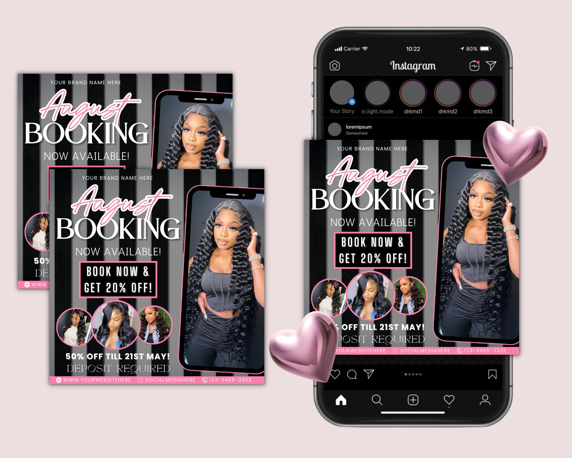 August Bookings Flyer, August Bookings Available, Hair Flyer, August Appointment Flyer, August Calendar Flyer, Makeup, Booking Flyer